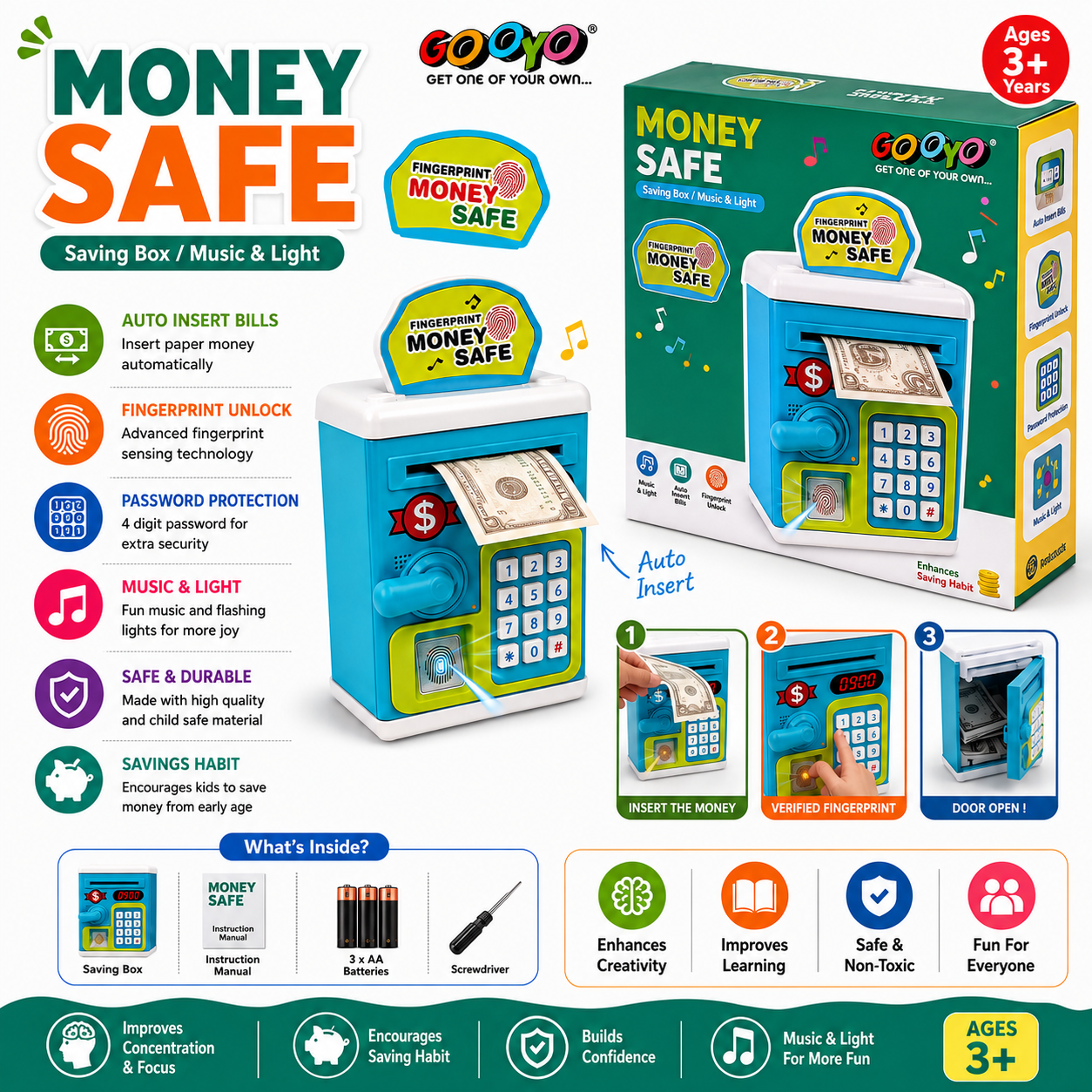 Fingerprint Money Safe Bank