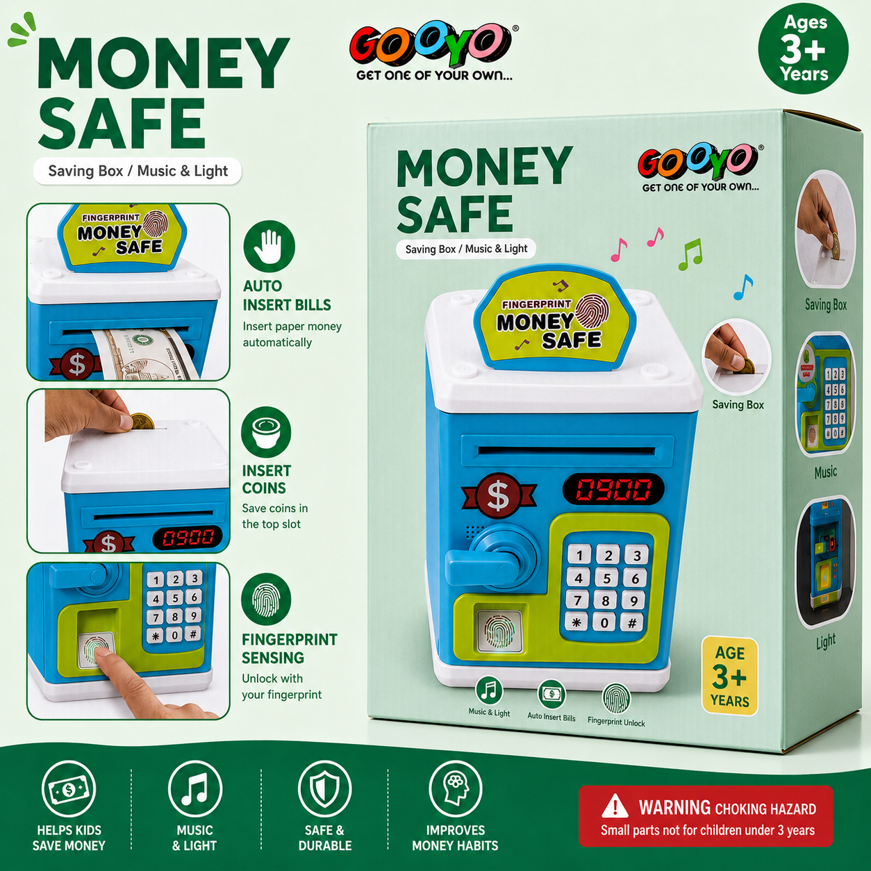 Fingerprint Money Safe Bank